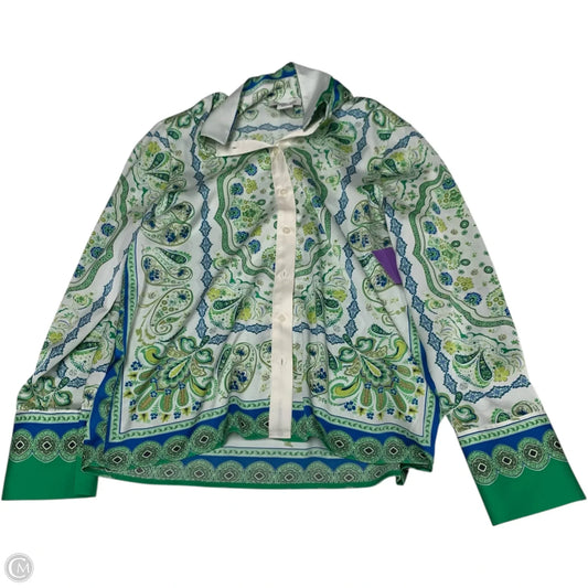 Blouse Long Sleeve By Rachel Zoe In Green & White, Size: Xs