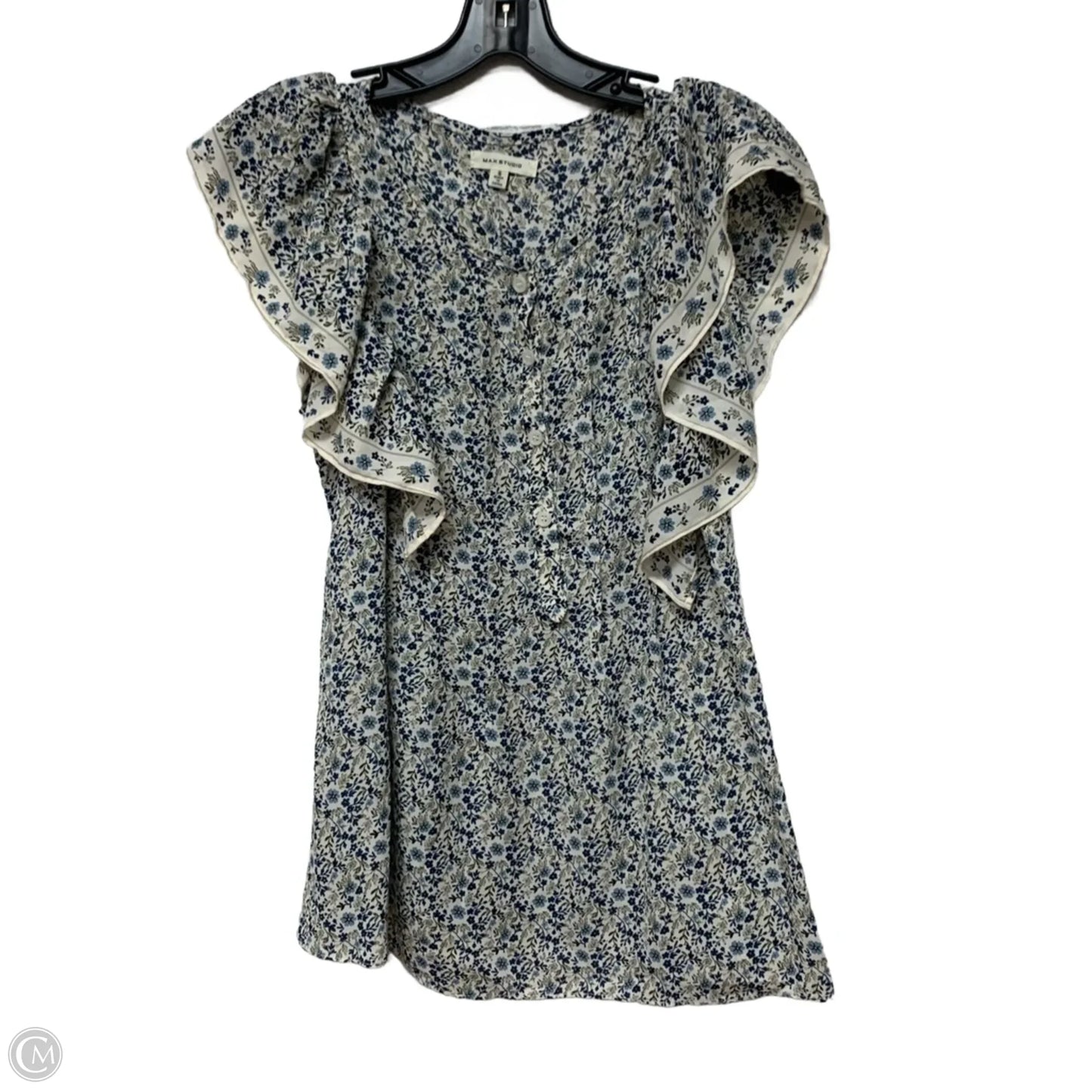 Blouse Short Sleeve By Max Studio In Blue & Green, Size: S