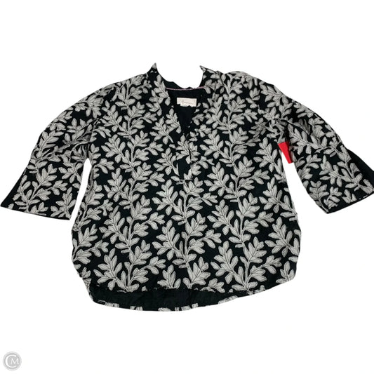 Top 3/4 Sleeve By Anthropologie In Black & White, Size: M