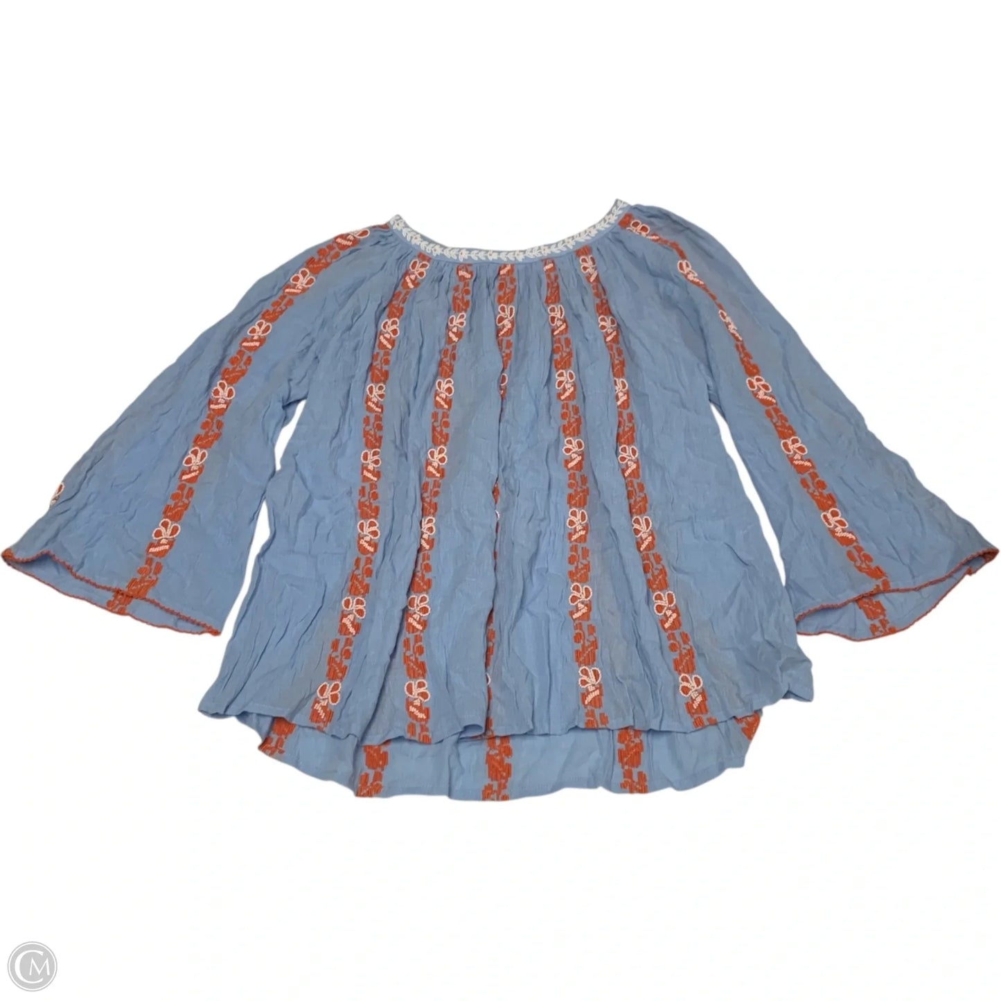 Top Long Sleeve Designer By Tory Burch In Blue & Orange, Size: S