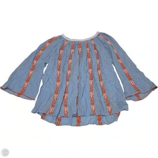 Top Long Sleeve Designer By Tory Burch In Blue & Orange, Size: S
