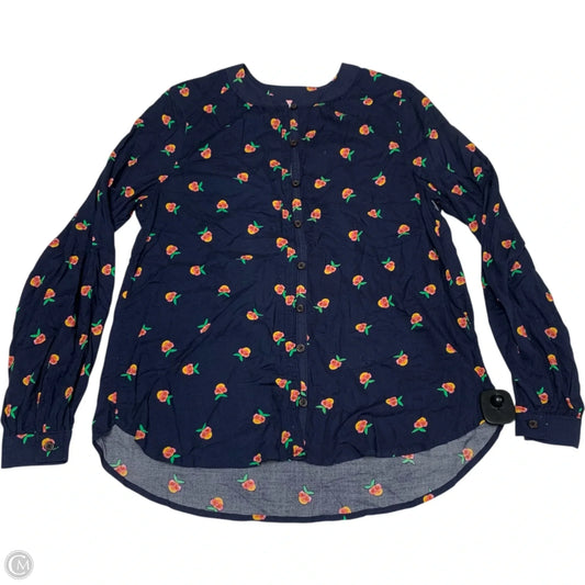 Top Long Sleeve By Anthropologie In Navy, Size: Xs