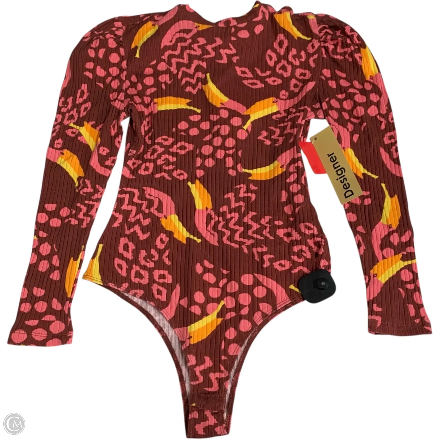 Bodysuit Designer By Farm Rio In Pink & Yellow, Size: M