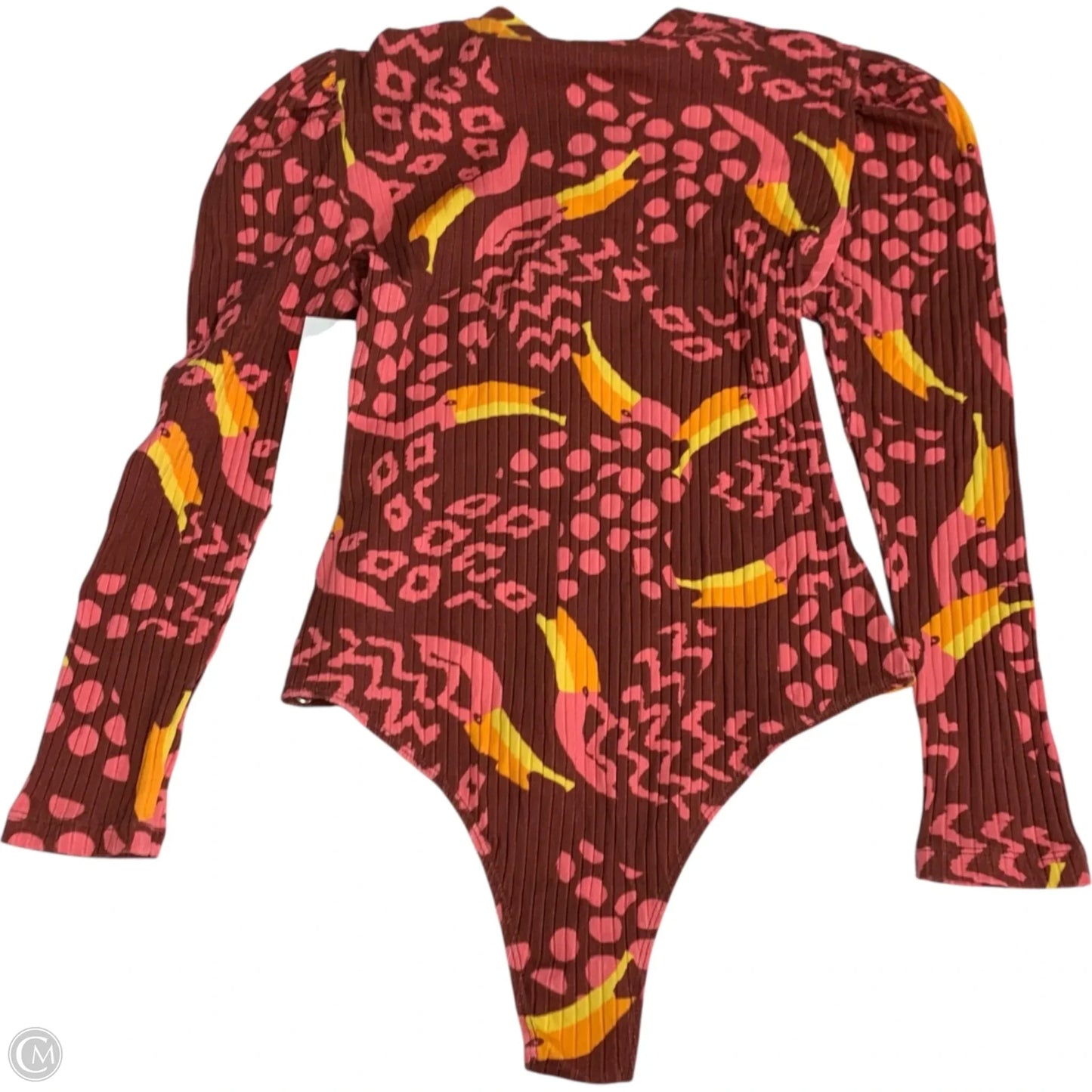 Bodysuit Designer By Farm Rio In Pink & Yellow, Size: M