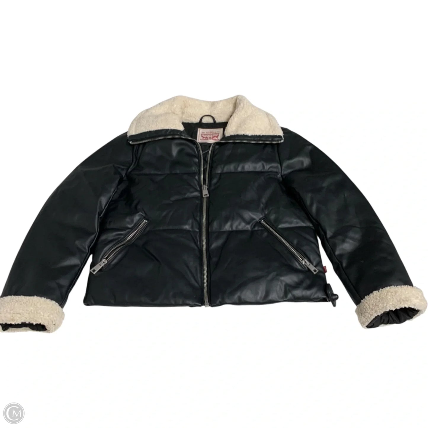 Jacket Puffer & Quilted By Levis In Black & Cream, Size: M