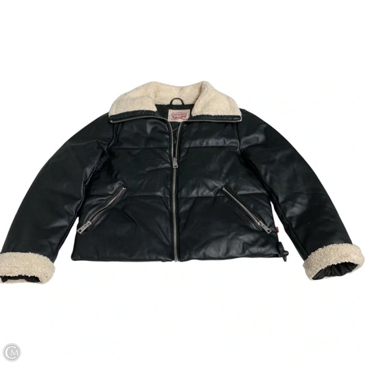 Jacket Puffer & Quilted By Levis In Black & Cream, Size: M