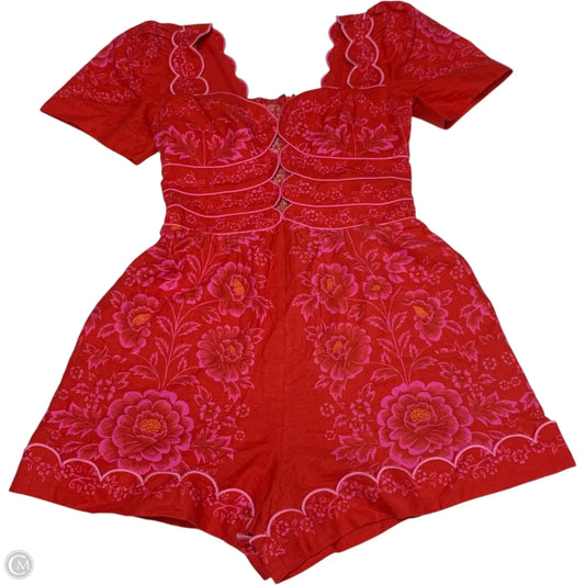 Romper Designer By Farm Rio In Pink & Red, Size: S