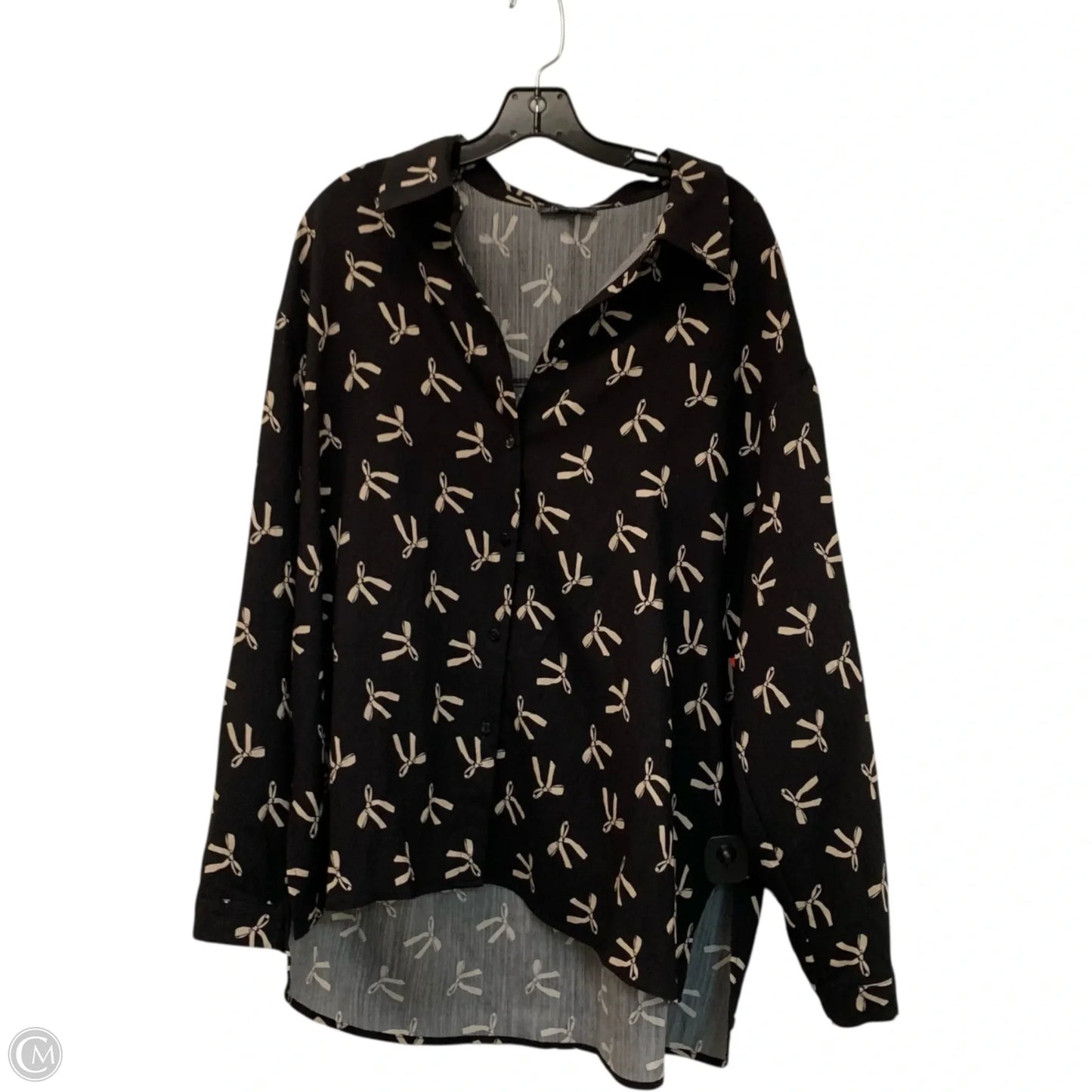 Top Long Sleeve By Adrianna Papell In Black & Cream, Size: Xl