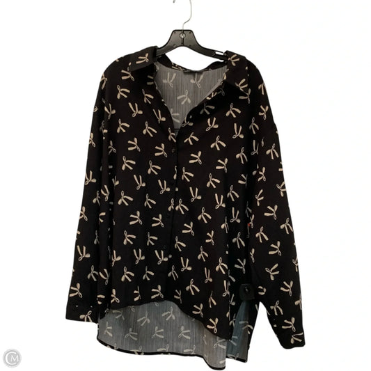 Top Long Sleeve By Adrianna Papell In Black & Cream, Size: Xl