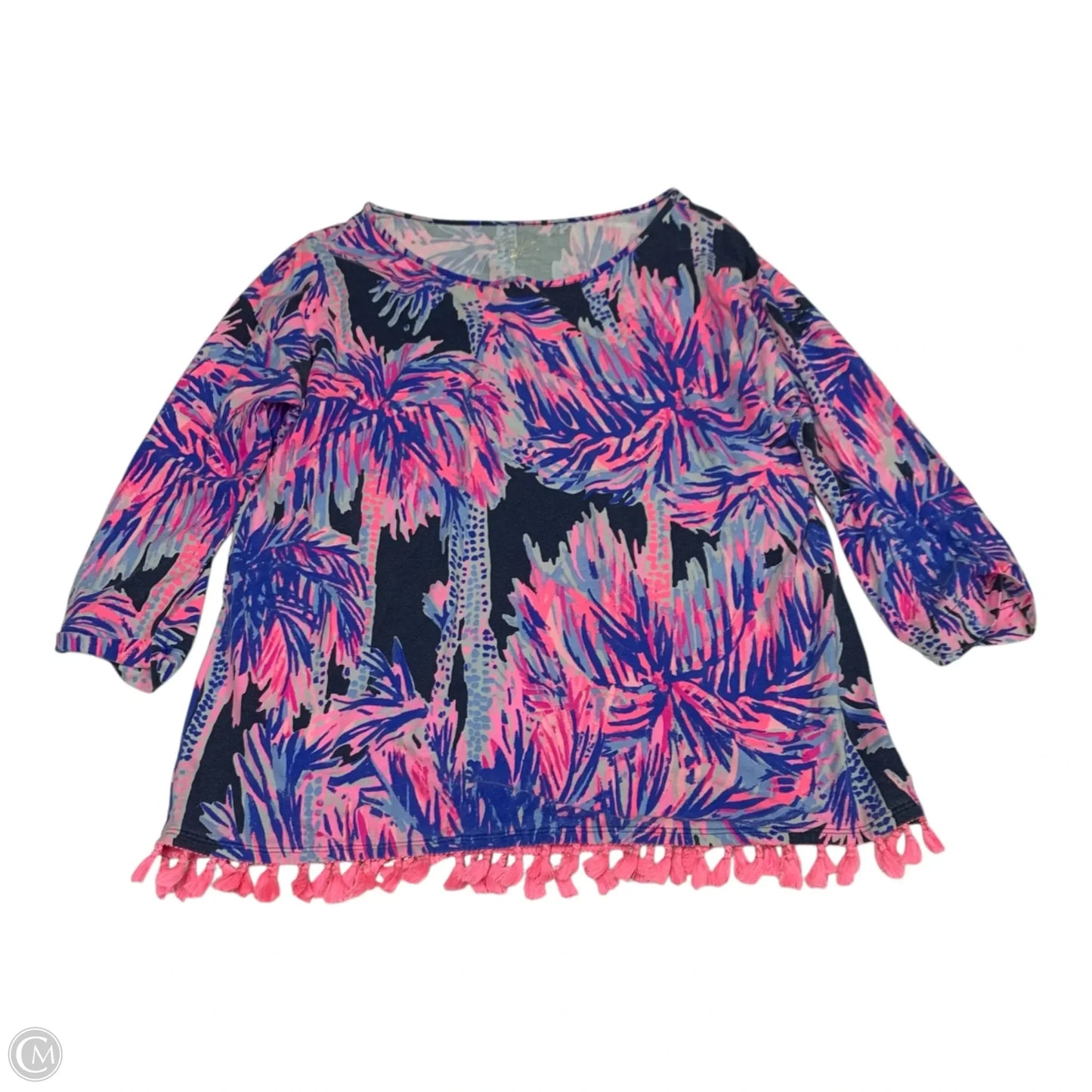 Top Long Sleeve Designer By Lilly Pulitzer In Blue & Pink, Size: M