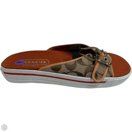 Sandals Designer By Coach In Brown & Orange, Size: 8