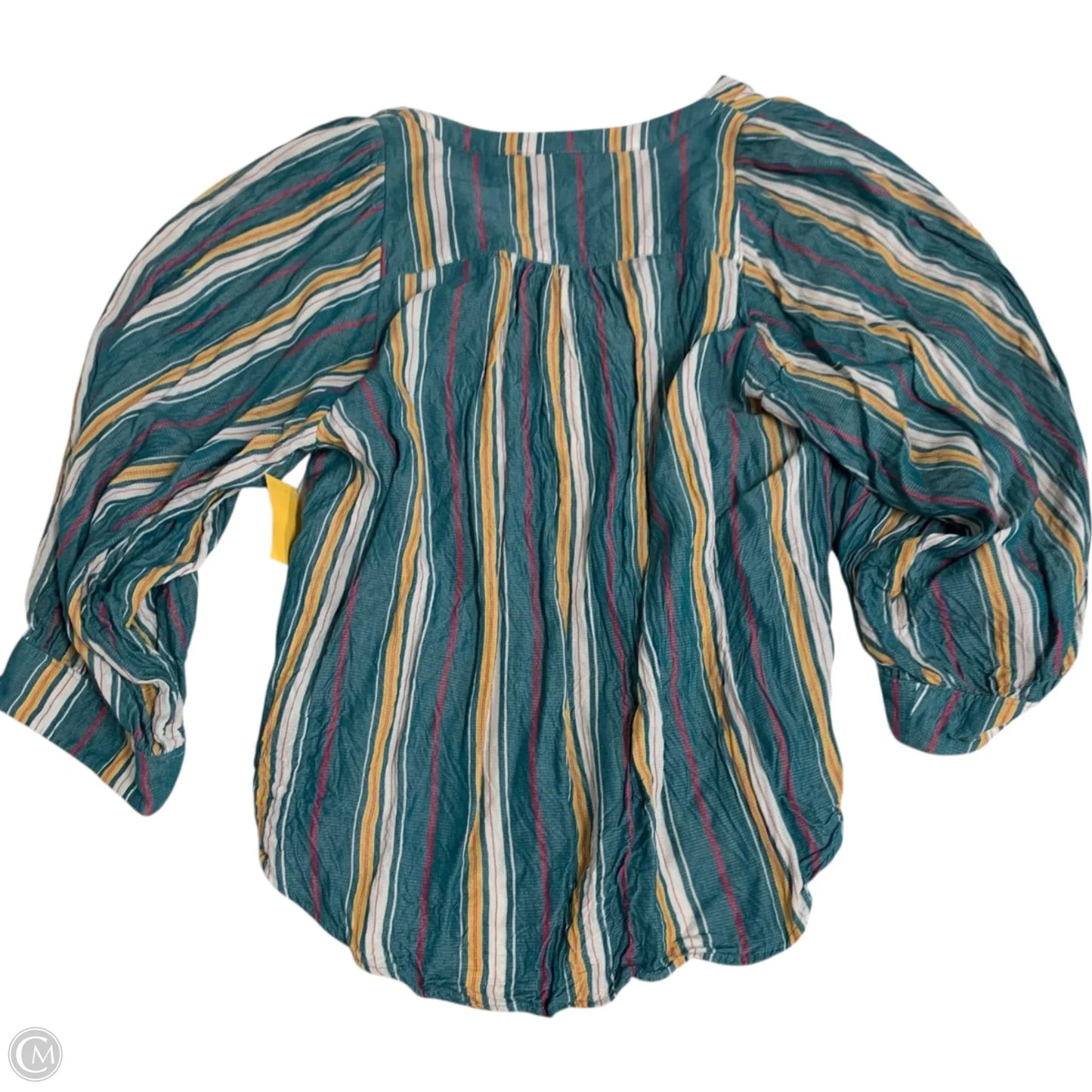Top Long Sleeve By Maeve In Blue & Yellow, Size: S