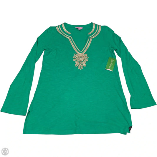 Top Long Sleeve Designer By Lilly Pulitzer In Gold & Green, Size: M