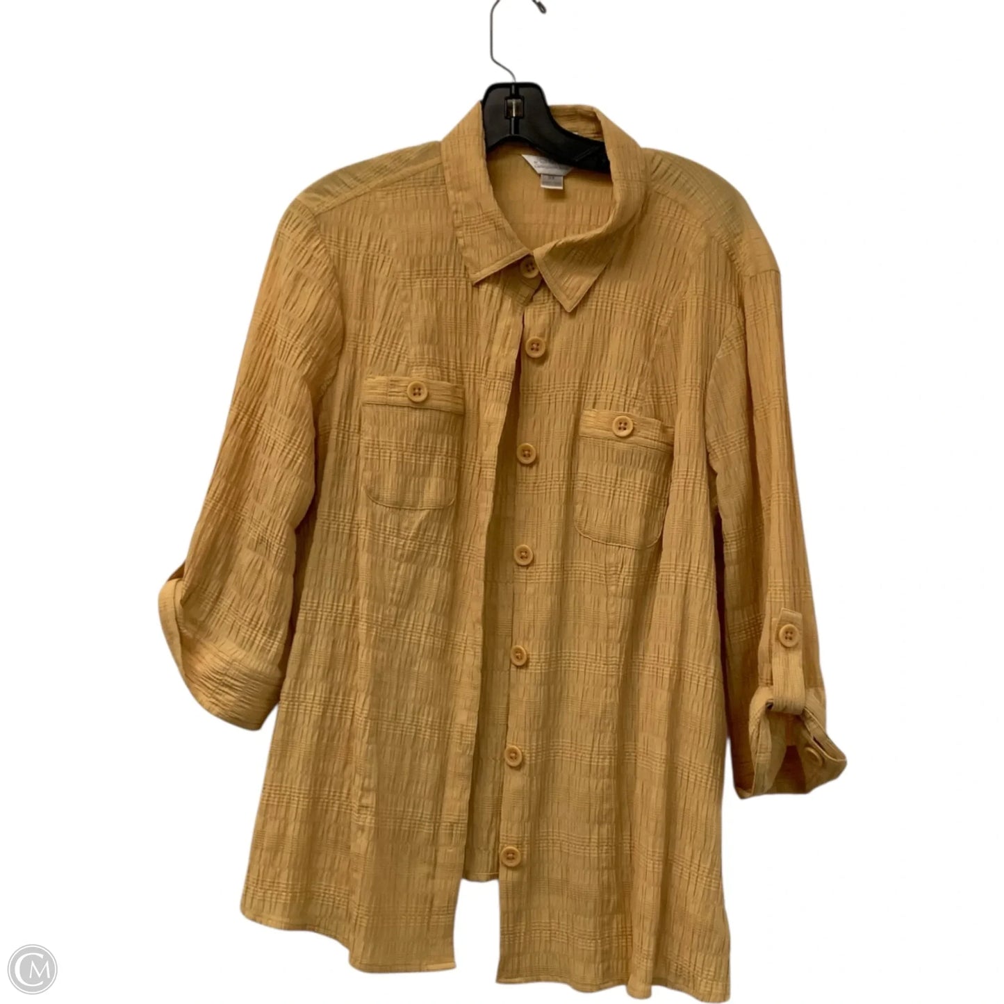 Top Long Sleeve By Cj Banks In Yellow, Size: 2x