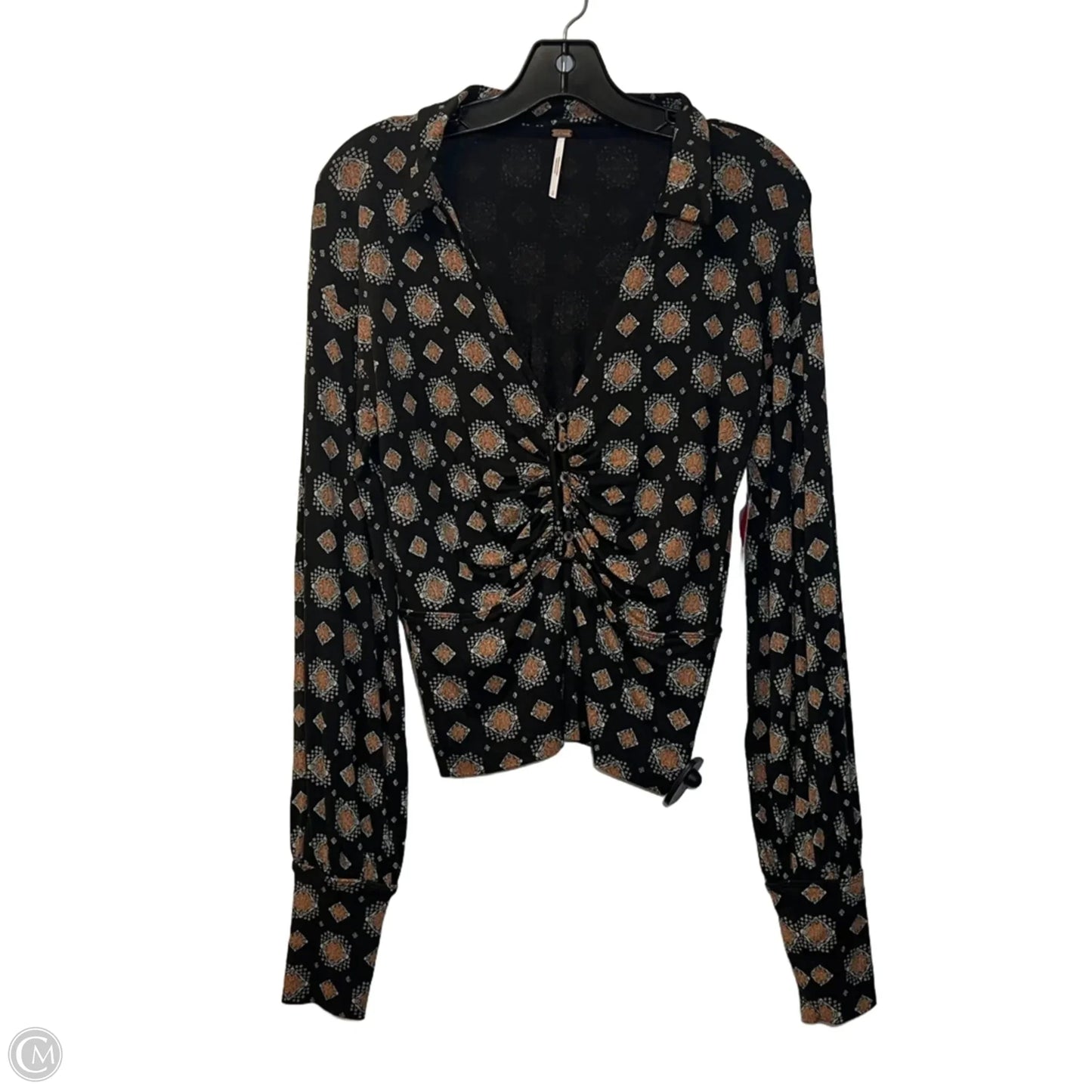 Top Long Sleeve By Free People In Green & Tan, Size: S