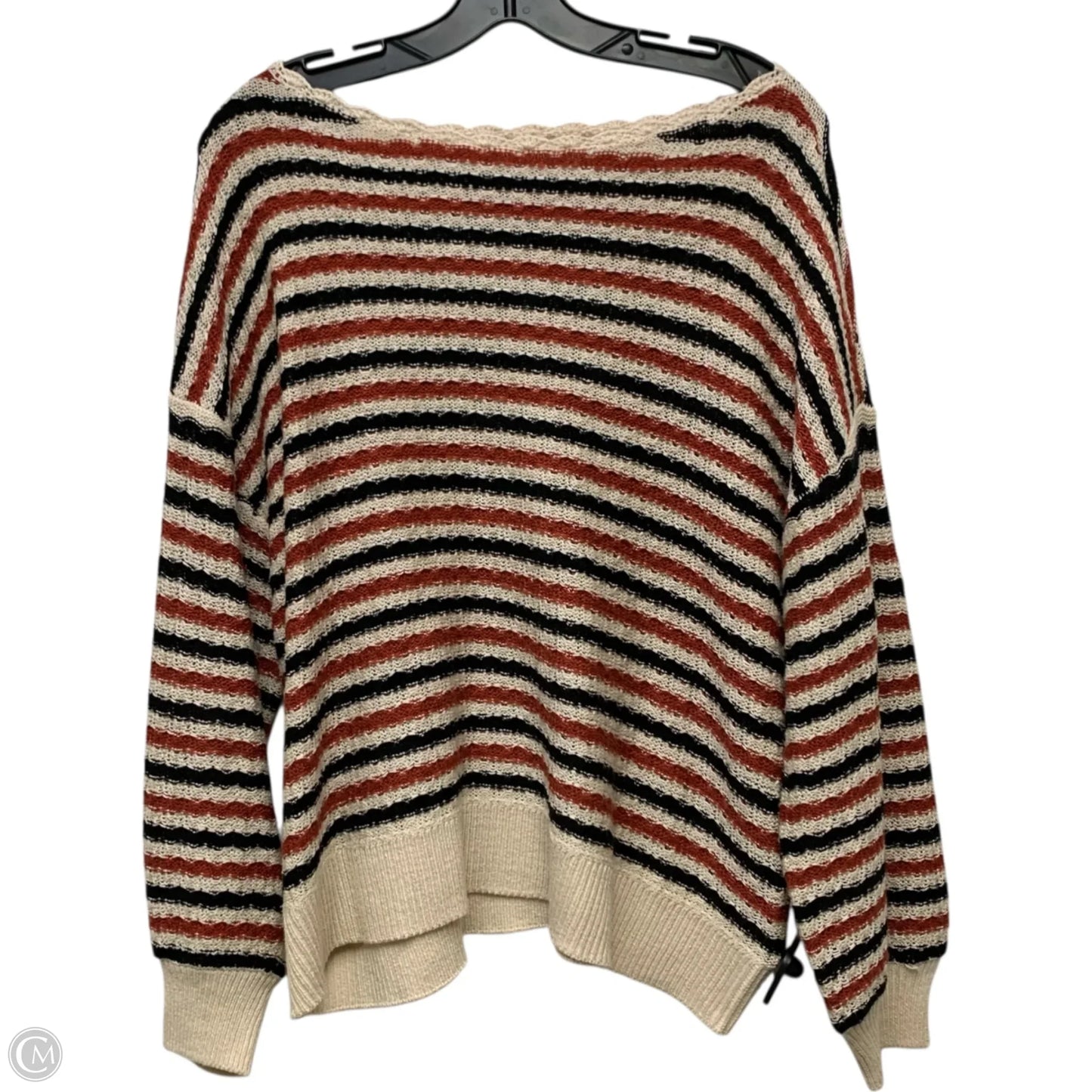 Sweater By Loft In Black & Orange, Size: L