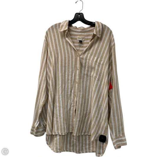 Top Long Sleeve By Universal Thread In Tan & White, Size: Xl