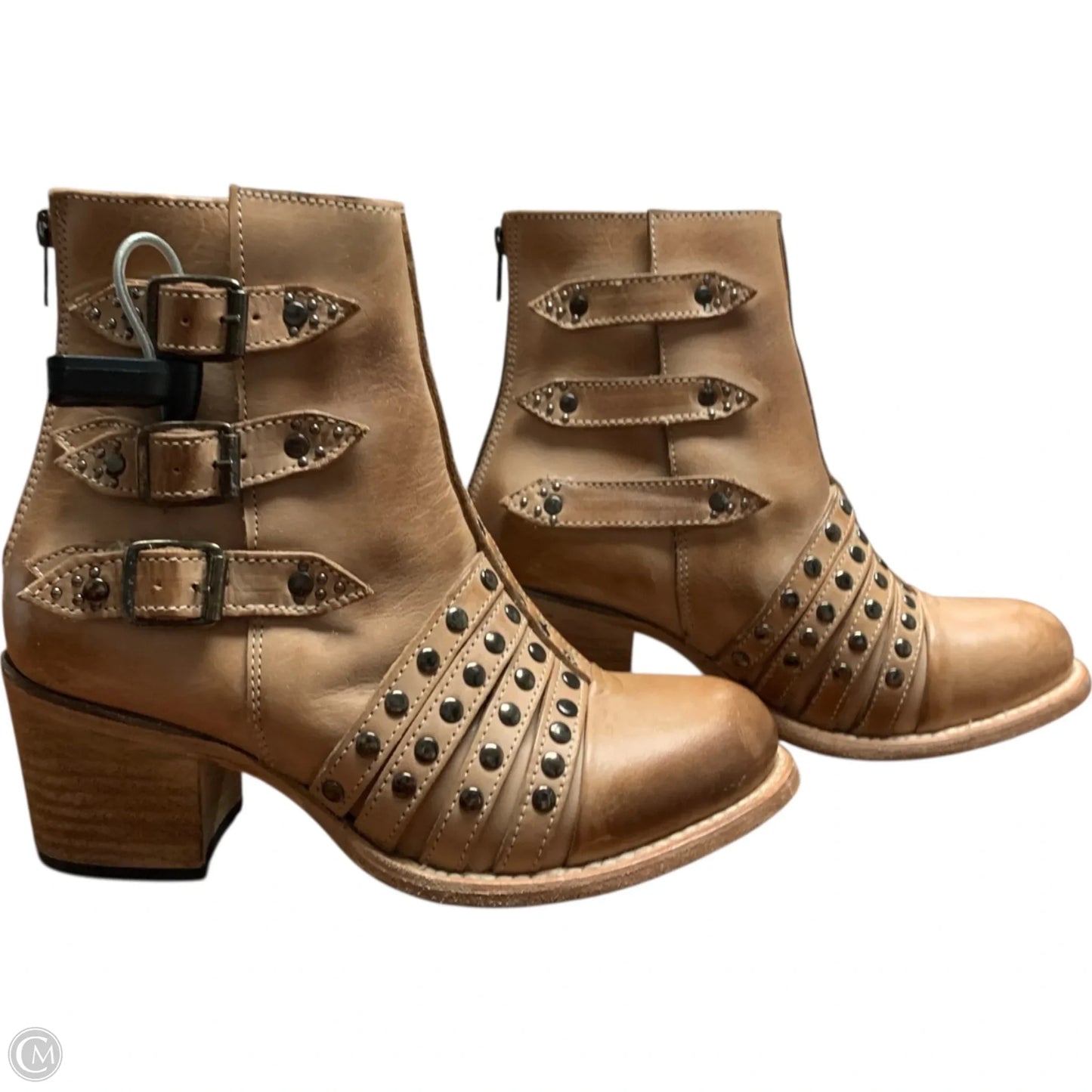 Boots Ankle Heels By Freebird In Tan, Size: 8