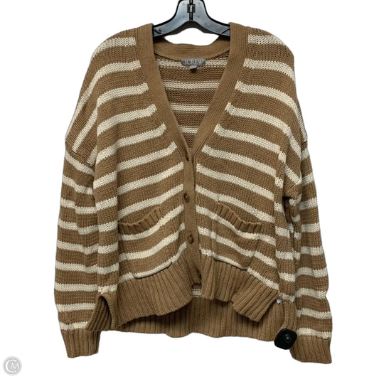 Sweater Cardigan By J. Crew In Tan & White, Size: L