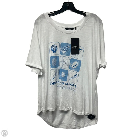 Top Short Sleeve By Ulla Popken In Blue & White, Size: Xl