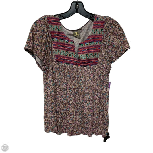 Top Short Sleeve By One September In Purple & Tan, Size: S