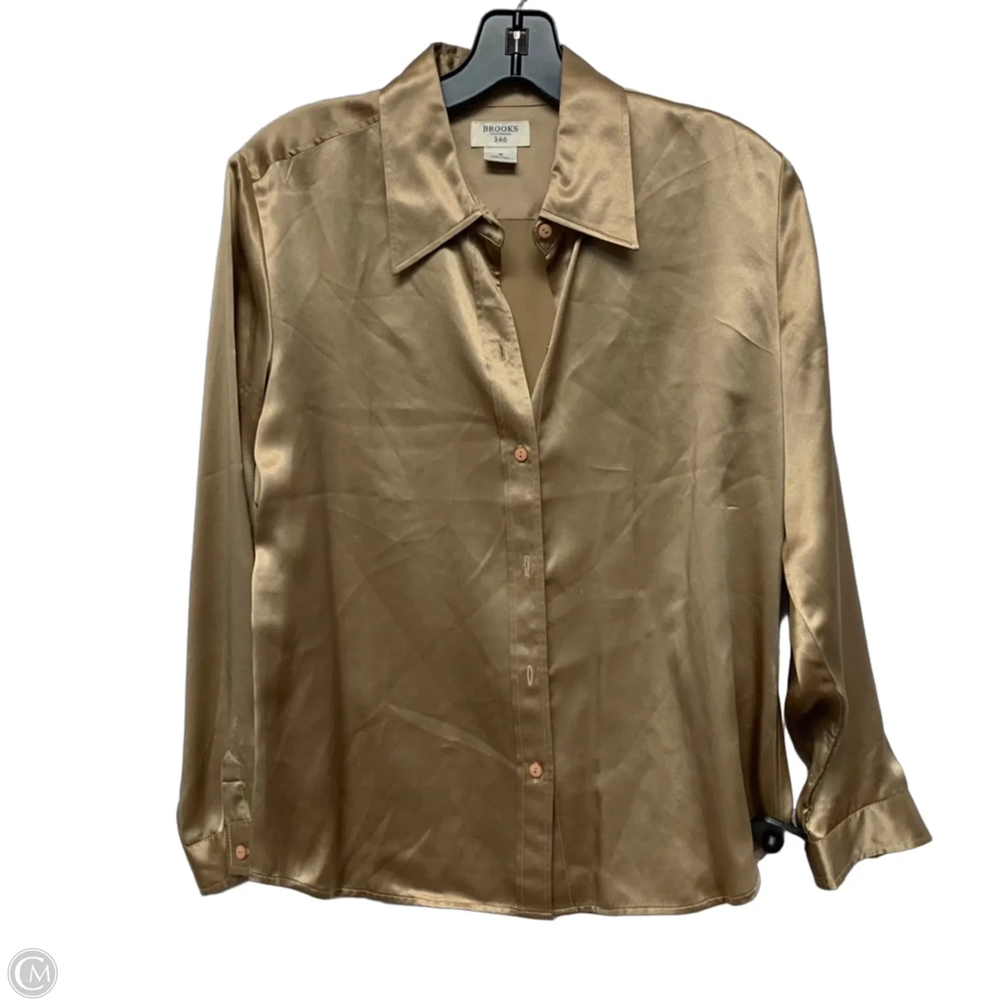 Blouse Long Sleeve By Brooks In Tan, Size: M