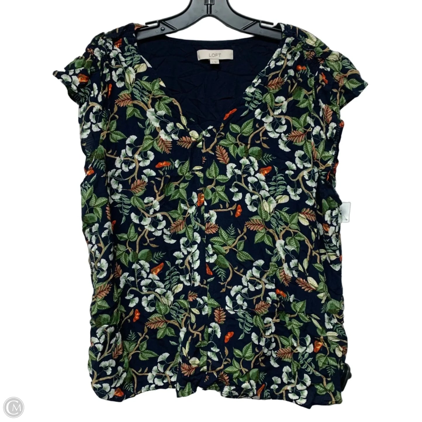 Top Short Sleeve By Loft In Blue & Green, Size: Xl