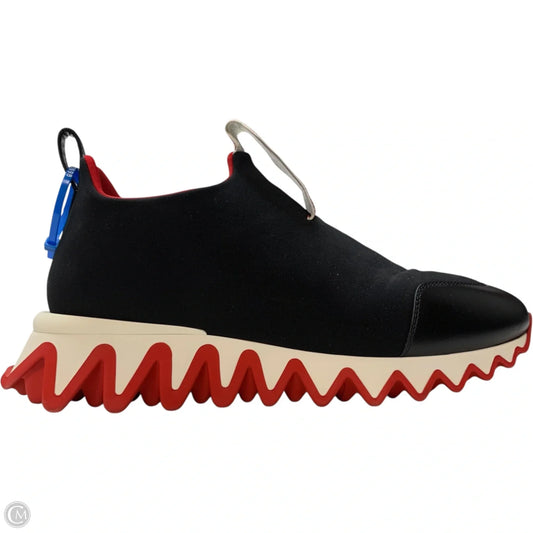 Shoes Luxury Designer By Christian Louboutin In Black & Red, Size: 10.5