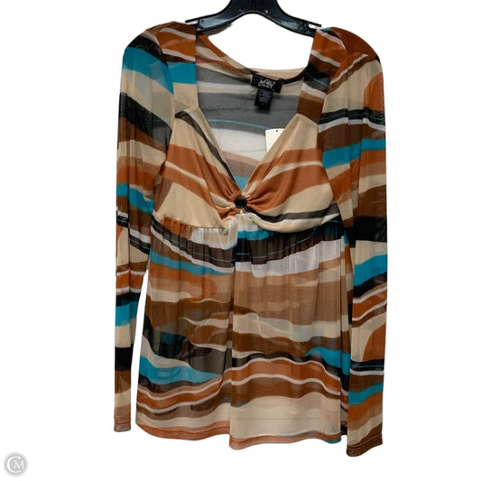 Top Long Sleeve By Just Polly In Blue & Brown, Size: L