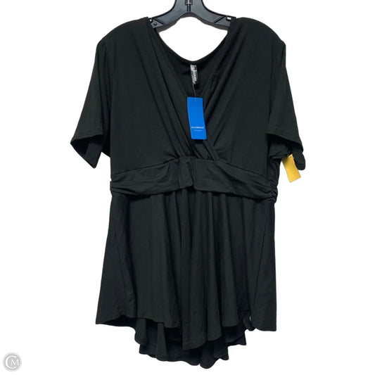 Top Short Sleeve By ALLEGRACE In Black, Size: 2x