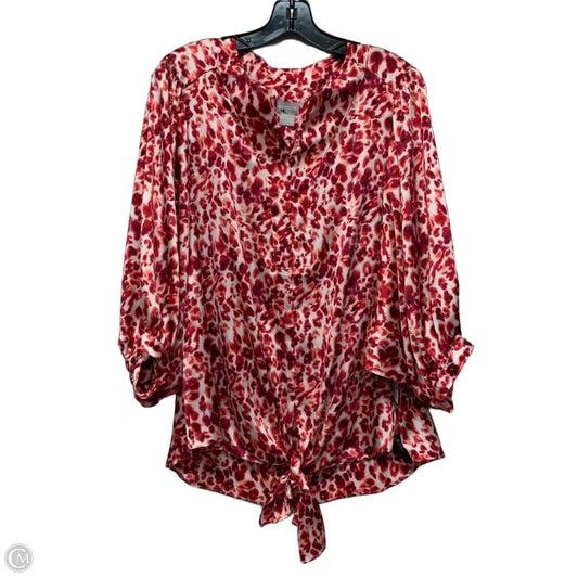 Top 3/4 Sleeve By Chicos In Pink & White, Size: L