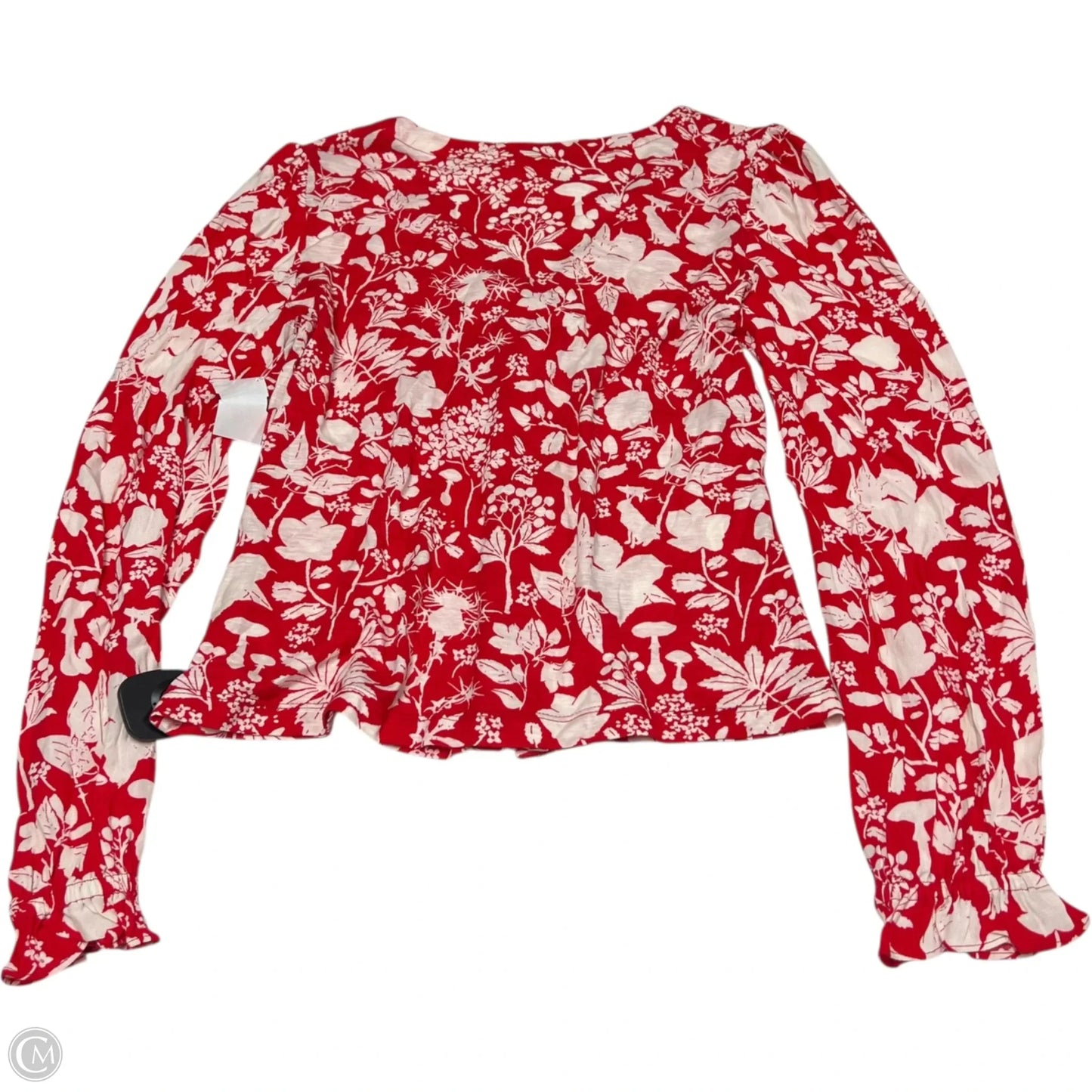 Top Long Sleeve By Maeve In Red & White, Size: M
