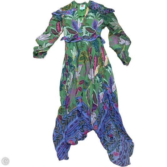 Dress Designer By Farm Rio In Green & Purple, Size: Xs