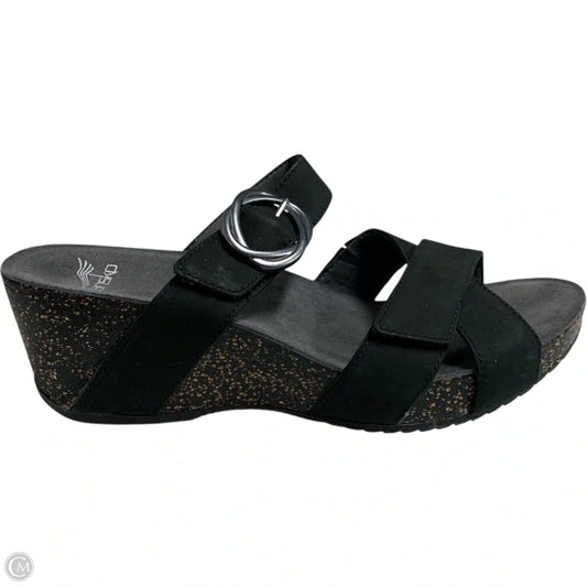 Sandals Heels Wedge By Dansko In Black & Brown, Size: 7.5