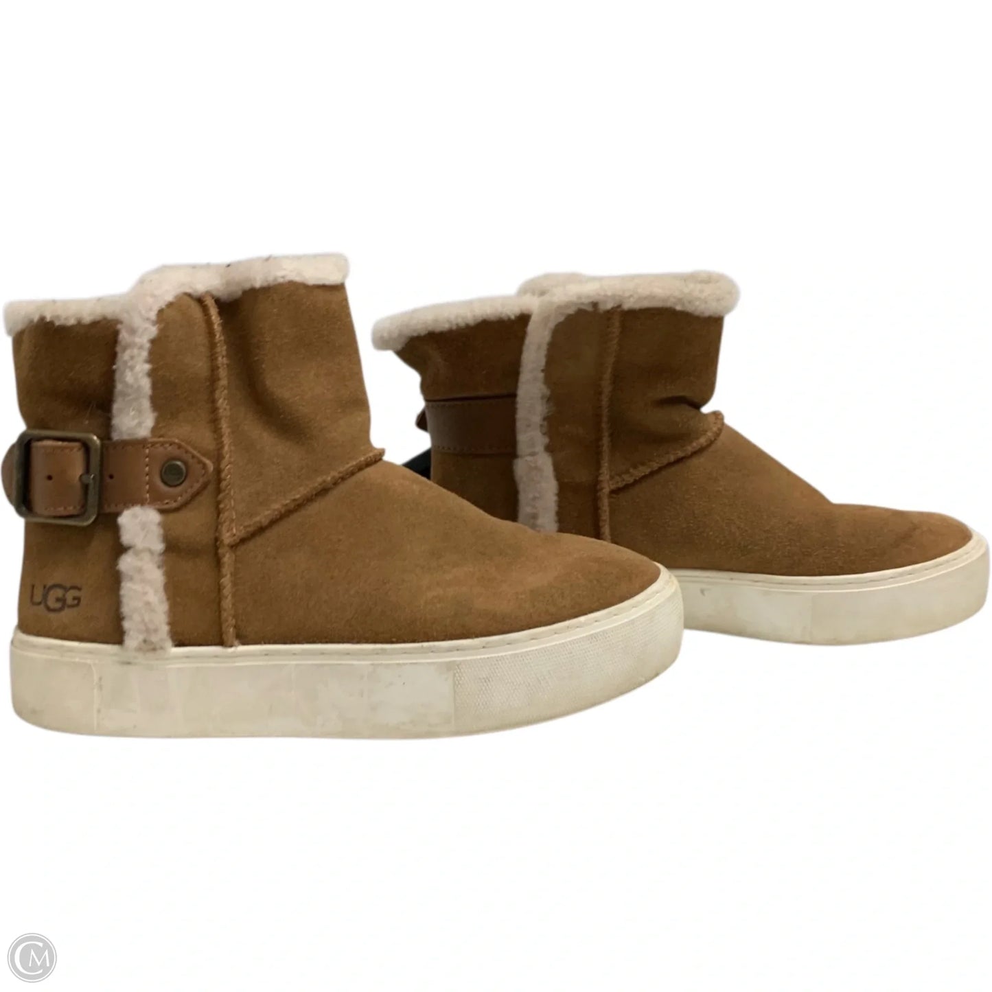 Boots Designer By Ugg In Brown & Cream, Size: 6