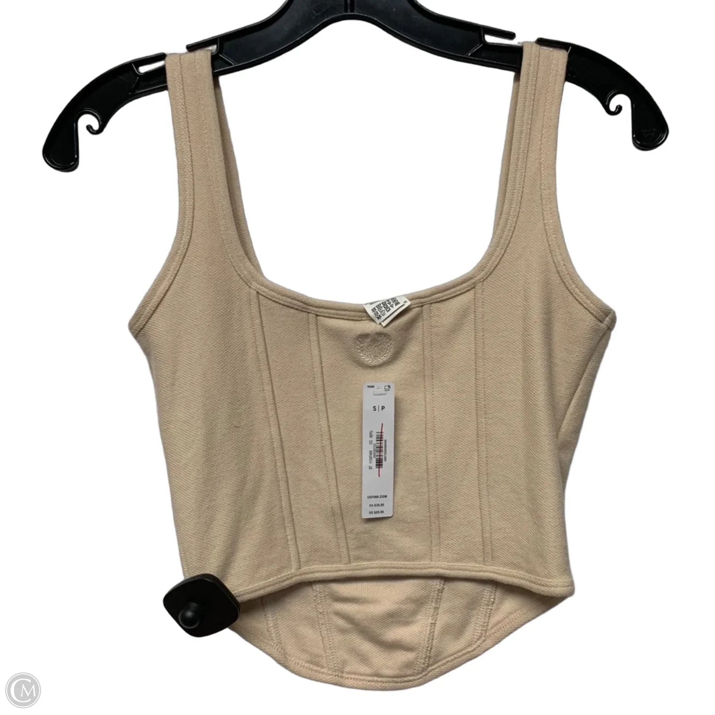 Top Sleeveless By Pink In Cream, Size: S