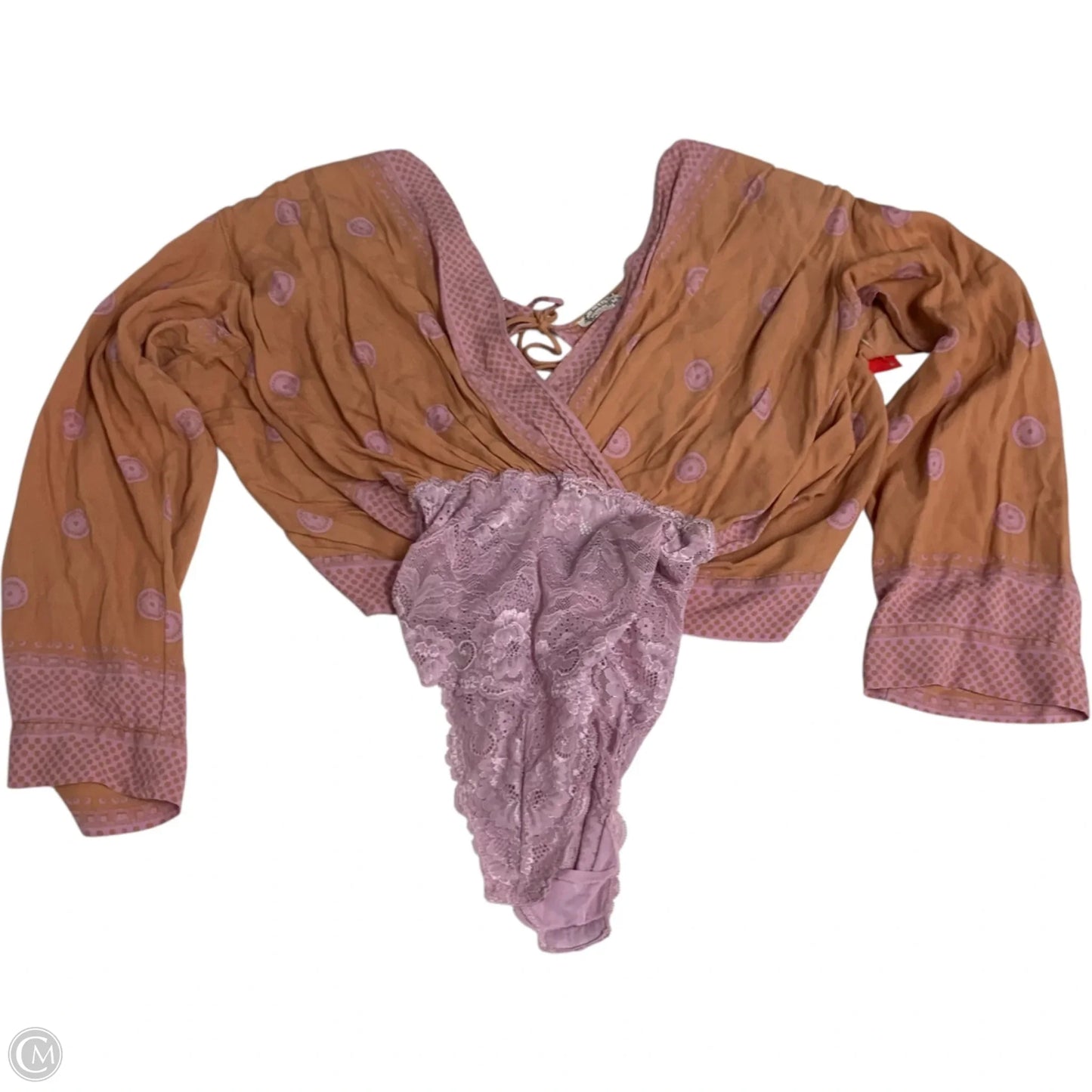 Blouse Long Sleeve By Free People In Purple & Tan, Size: Xs