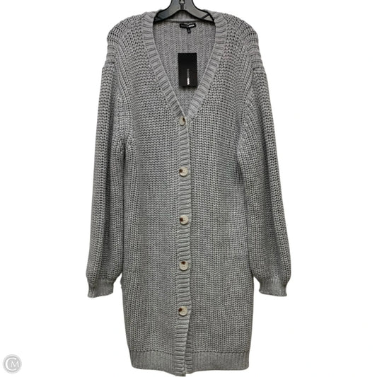 Sweater Cardigan By Fashion Nova In Grey, Size: L