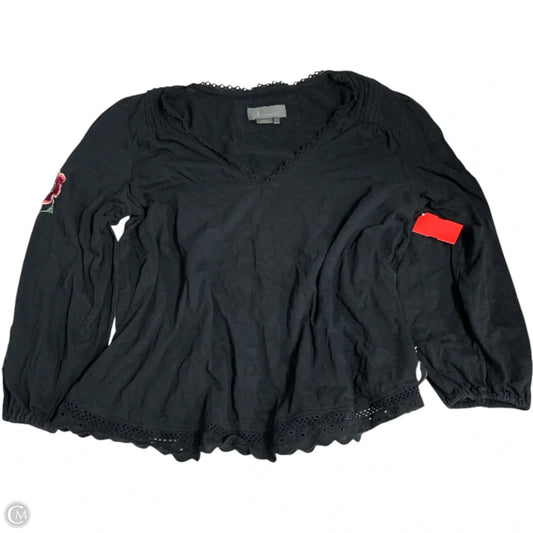 Top Long Sleeve By Anthropologie In Black, Size: L