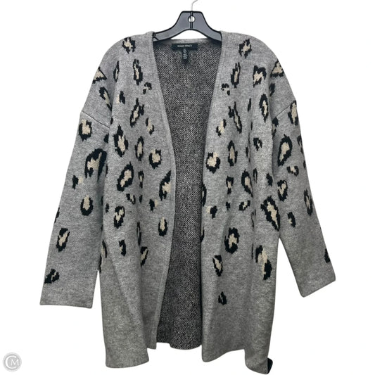 Sweater Cardigan By Ellen Tracy In Grey, Size: L