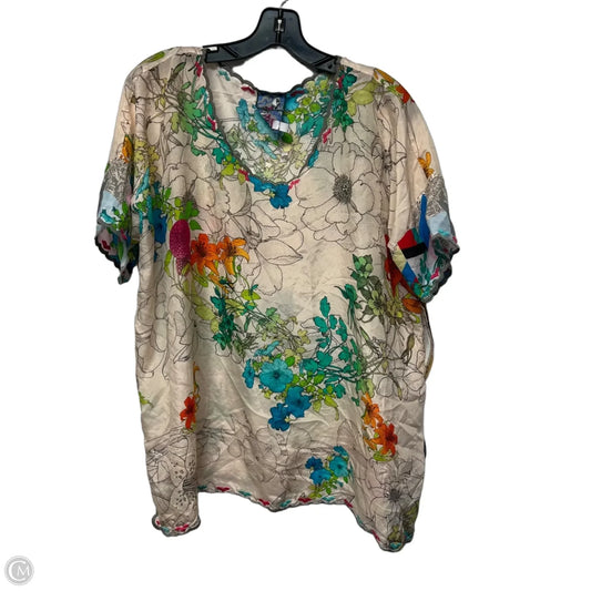 Top Short Sleeve Designer By Johnny Was In Floral Print, Size: M