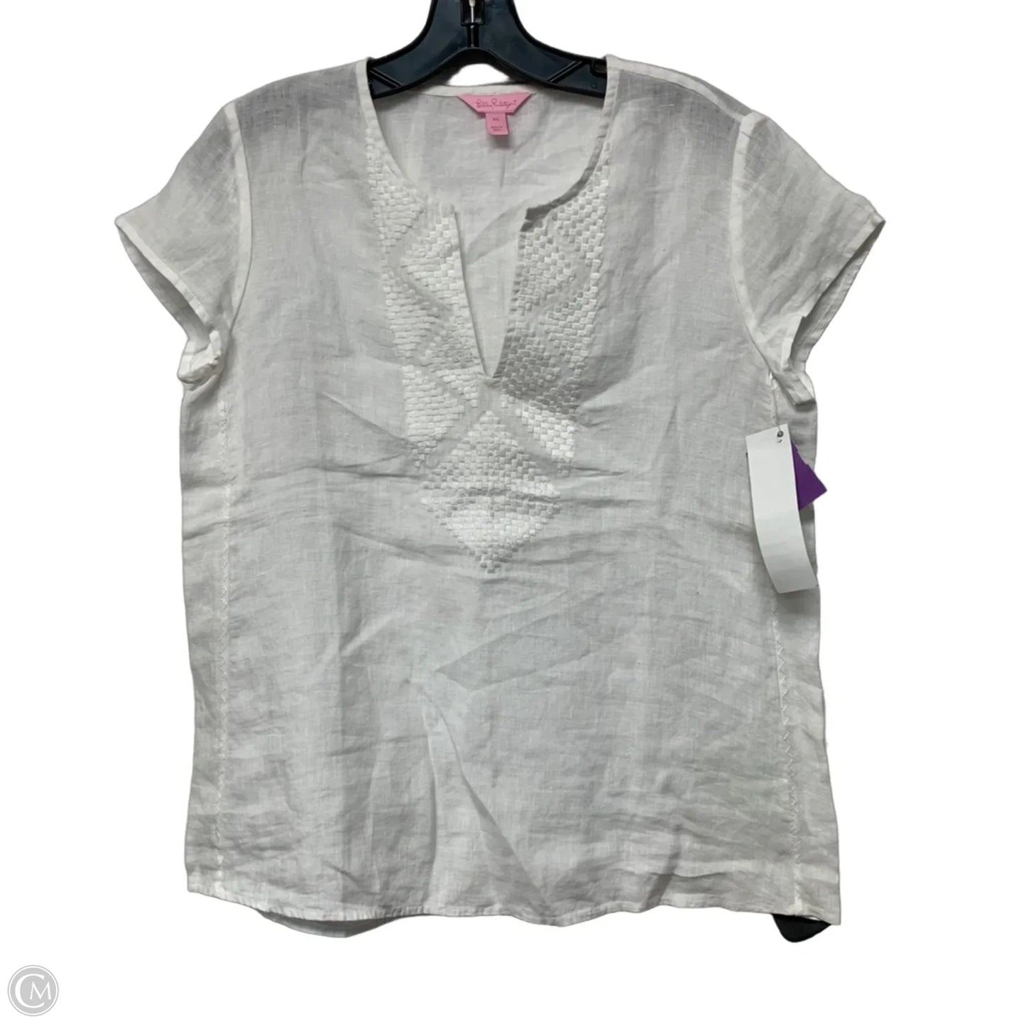 Top Short Sleeve Designer By Lilly Pulitzer In White, Size: Xs