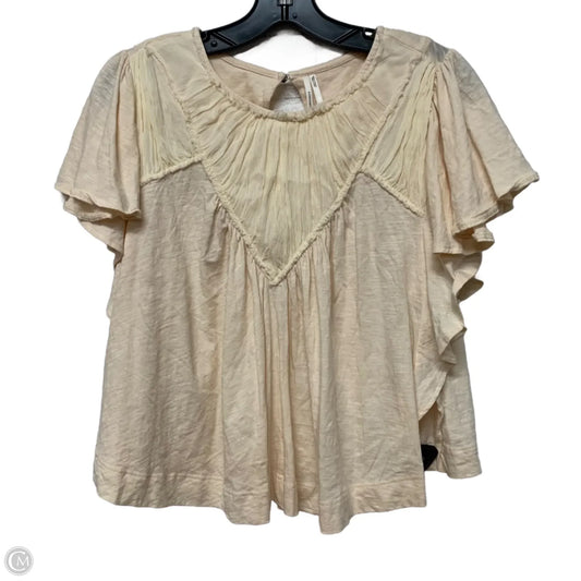 Top Short Sleeve By Anthropologie In Cream, Size: Xs