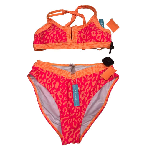 Swimsuit 2pc By Popvil In Orange & Pink, Size: M