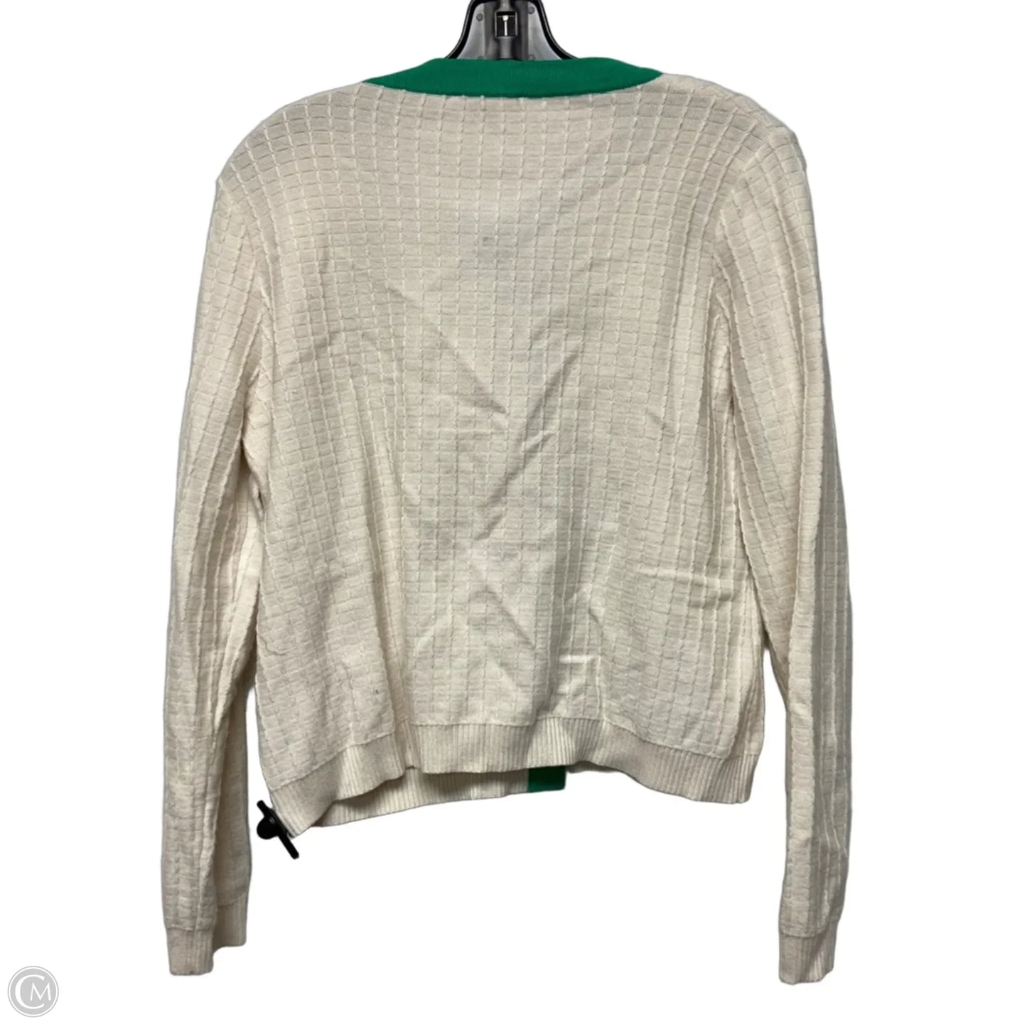 Sweater Cardigan By Adrianna Papell In Green & White, Size: S