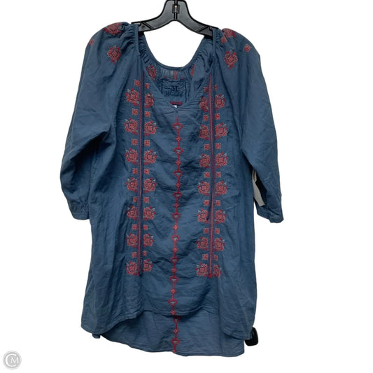 Top Long Sleeve Designer By Johnny Was In Blue & Red, Size: L