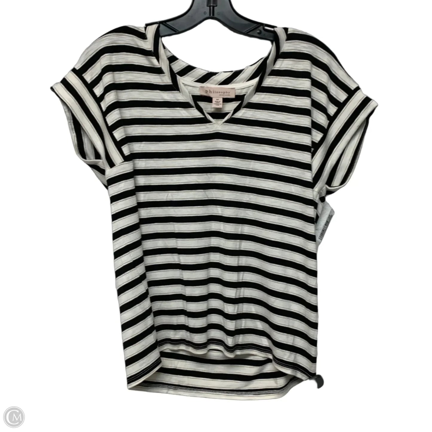 Top Short Sleeve By Philosophy In Black & White, Size: S