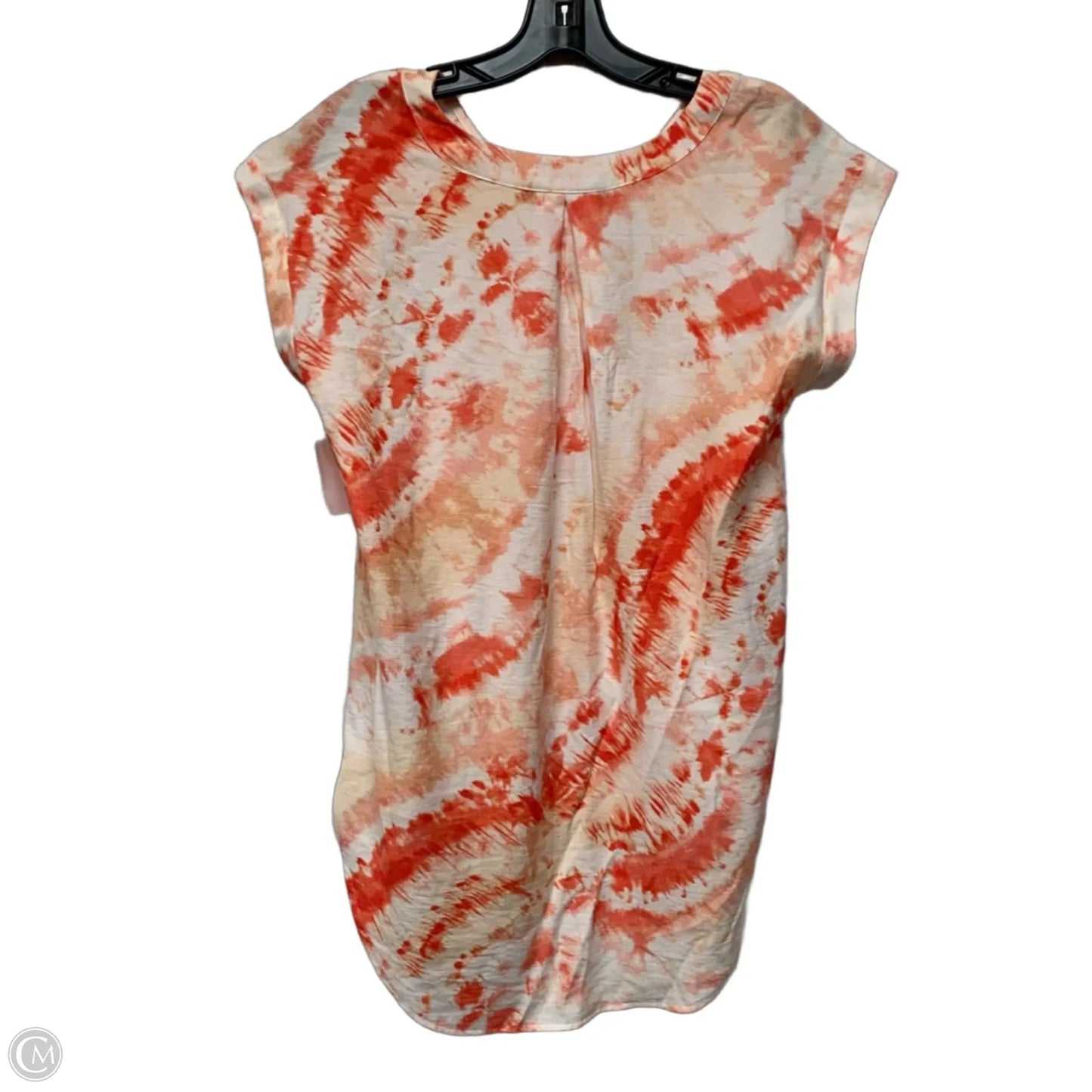 Top Sleeveless Designer By Vera Wang In Orange & White, Size: S