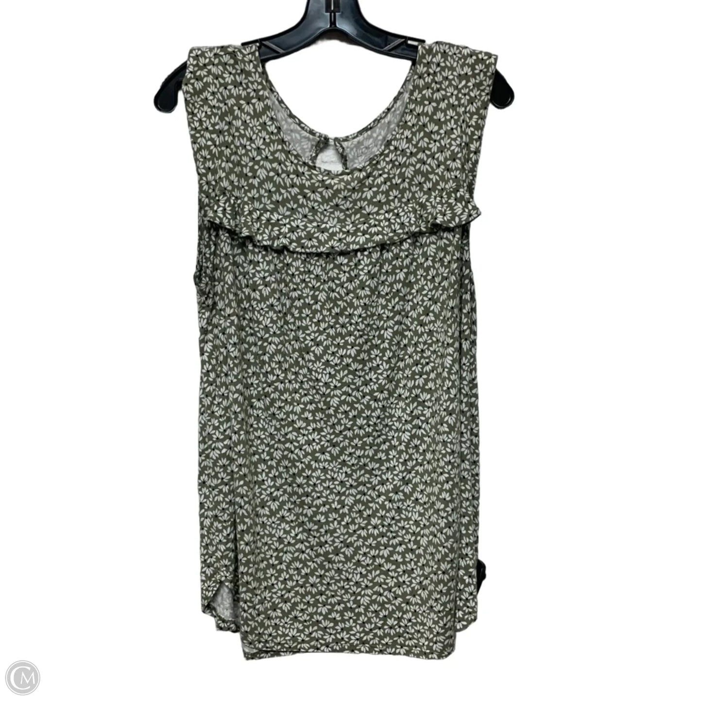 Top Sleeveless By Loft In Green & White, Size: Xl