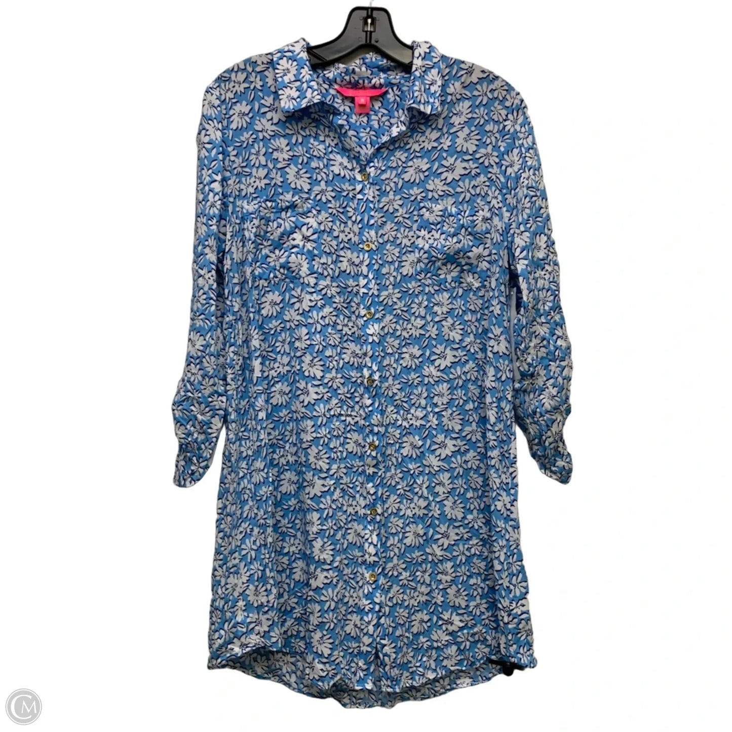 Top Long Sleeve Designer By Lilly Pulitzer In Blue & White, Size: M